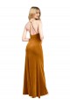 A-Line High Neck Stretch Velvet Long Gold Formal Evening Gown / Prom Dress / Bridesmaid Dress Barrie