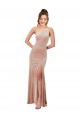 Sheath One Shoulder Stretch Velvet Long Pink Black Tie Evening Gown / Prom Dress / Bridesmaid Dress Barrie