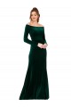 Sheath Off the Shoulder Stretch Velvet Long Dark Green Formal Evening Gown / Prom Dress / Bridesmaid Dress Barrie