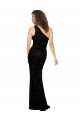 Sheath One Shoulder Floral Velvet & Stretch Velvet Long Black Bridesmaid Dress Barrie