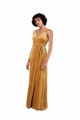 Column V-Neck Stretch Velvet Long Gold Black Tie Evening Gown / Prom Dress / Bridesmaid Dress Barrie