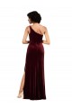 Column One Shoulder Stretch Velvet Long Burgundy Formal Evening Gown / Prom Dress / Bridesmaid Dress Barrie