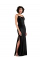 Column Cowl Neck Stretch Velvet Long Black Black Tie Evening Gown / Prom Dress / Bridesmaid Dress Barrie