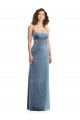 Sheath Square Neck Stretch Velvet Long Dusty Blue Formal Evening Gown / Prom Dress / Bridesmaid Dress Barrie