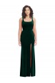 Trumpet Square Neck Stretch Velvet Long Dark Green Semi Formal Evening Dress / Prom Dress / Bridesmaid Dress Barrie