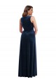 Sheath V-Neck Stretch Velvet Long Dark Navy Formal Plus Size Evening Gown / Prom Dress / Bridesmaid Dress Barrie