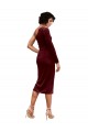 A-Line One Shoulder Stretch Velvet Midi Length Burgundy Black Tie Prom Dress / Bridesmaid Dress Barrie