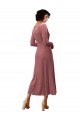 A-Line V-Neck Stretch Velvet Midi Length Cinnamon Rose Black Tie Prom Dress / Bridesmaid Dress Barrie