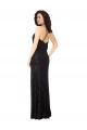 A-Line Cowl Neck Floral Velvet & Stretch Velvet Long Black Bridesmaid Dress Barrie