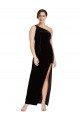 Sheath One Shoulder Stretch Velvet Long Black Formal Evening Gown / Prom Dress / Bridesmaid Dress Barrie