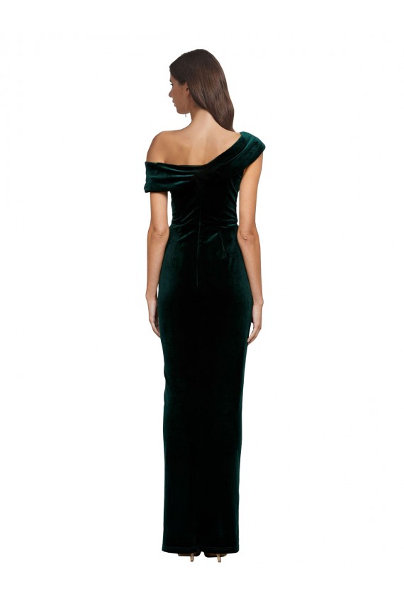 Sheath Sweetheart Stretch Velvet Long Dark Green High Low Evening Gown / Prom Dress / Bridesmaid Dress Barrie
