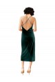 Sheath Cowl Neck Stretch Velvet Midi Length Dark Green Formal Dress / Bridesmaid Dress Barrie