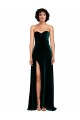 A-Line Sweetheart Stretch Velvet Sweep Train Dark Green Semi Formal Evening Dress / Prom Dress / Bridesmaid Dress Barrie