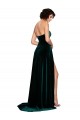 A-Line Sweetheart Stretch Velvet Sweep Train Dark Green Semi Formal Evening Dress / Prom Dress / Bridesmaid Dress Barrie